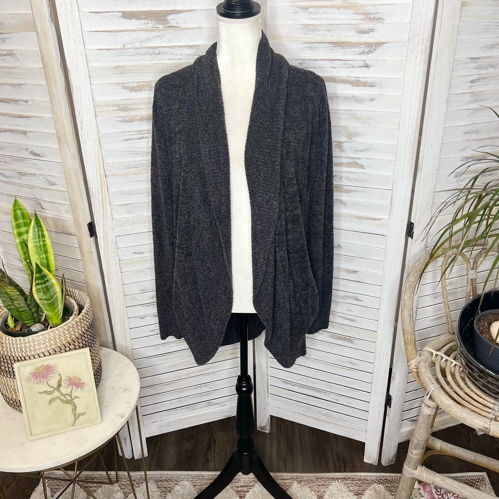BAREFOOT DREAMS STYLE 452 Women's Med Rounded Circle Cardigan Sweater Charcoal - Picture 12 of 14
